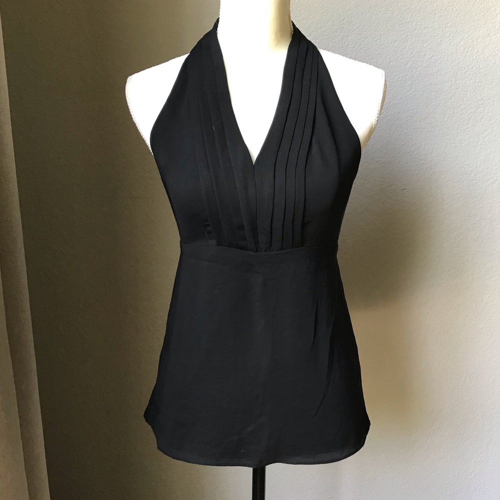 Black dressy banana republic top with zipper back